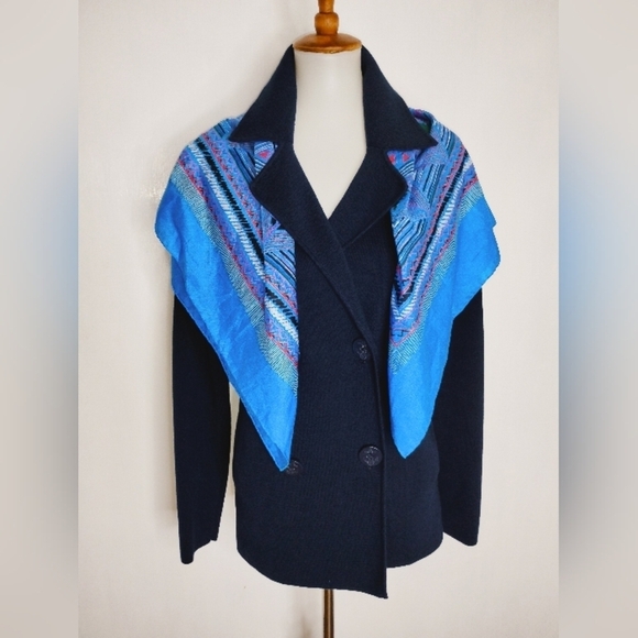 NAUTICAL NAVY KNIT DOUBLE BREASTED JACKET - Picture 13 of 13